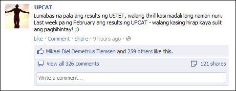 UPCAT-USTET Issue in Facebook